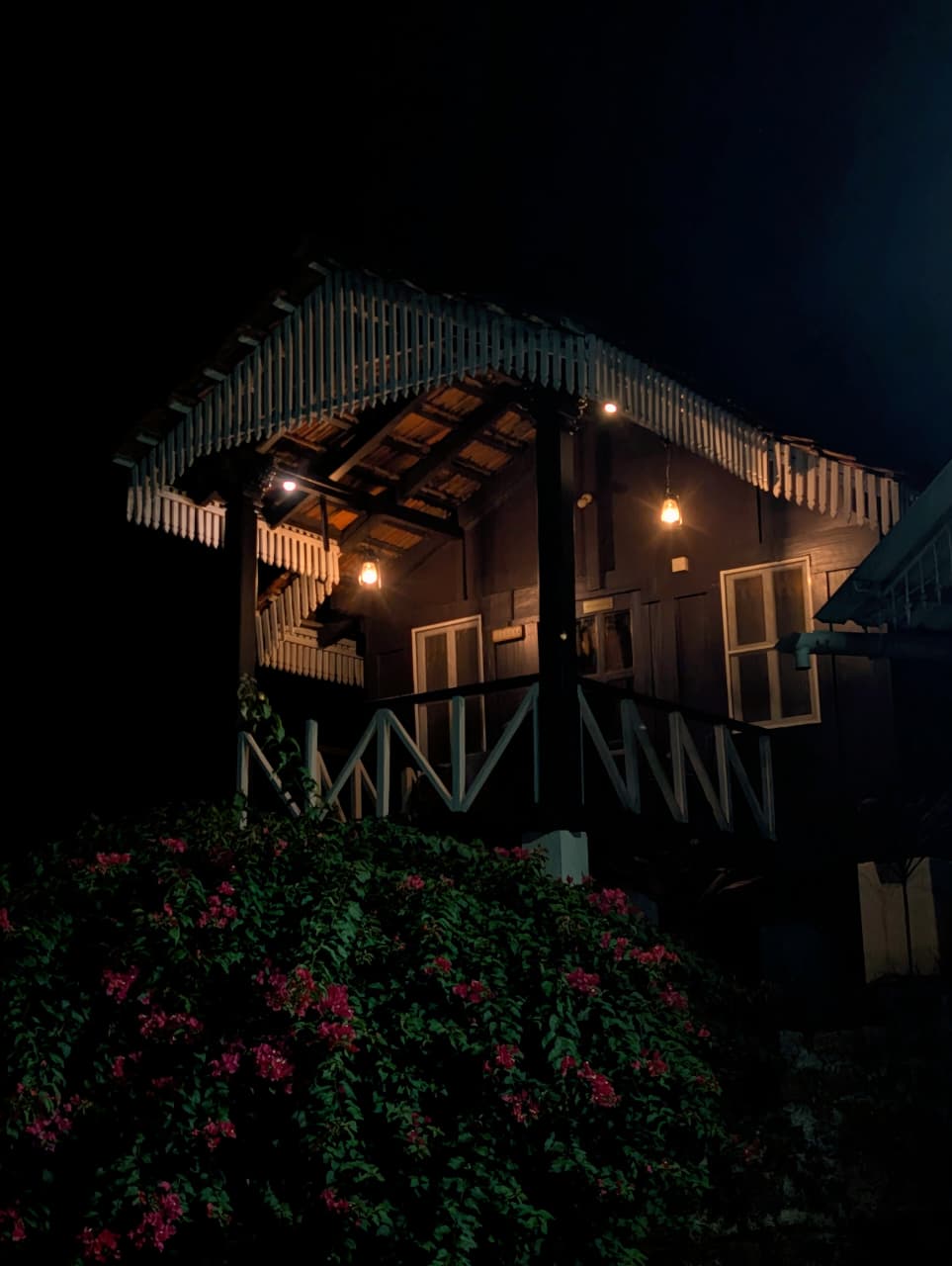 Chikmagalur heritage stay glowing at night