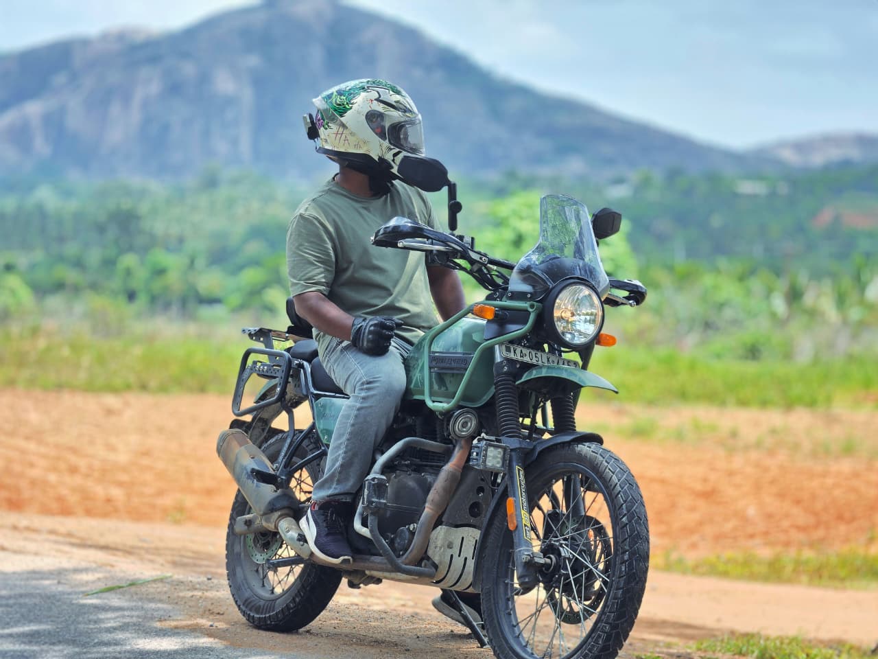 Adventure rider with a Royal Enfield Himalayan